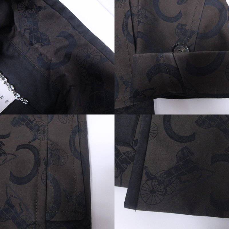 Celine C Macadam Trench Coat Carriage Pattern Logo All Over Double Long