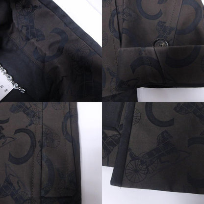 Celine C Macadam Trench Coat Carriage Pattern Logo All Over Double Long