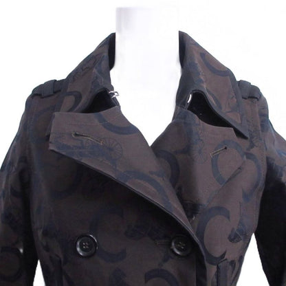 Celine C Macadam Trench Coat Carriage Pattern Logo All Over Double Long