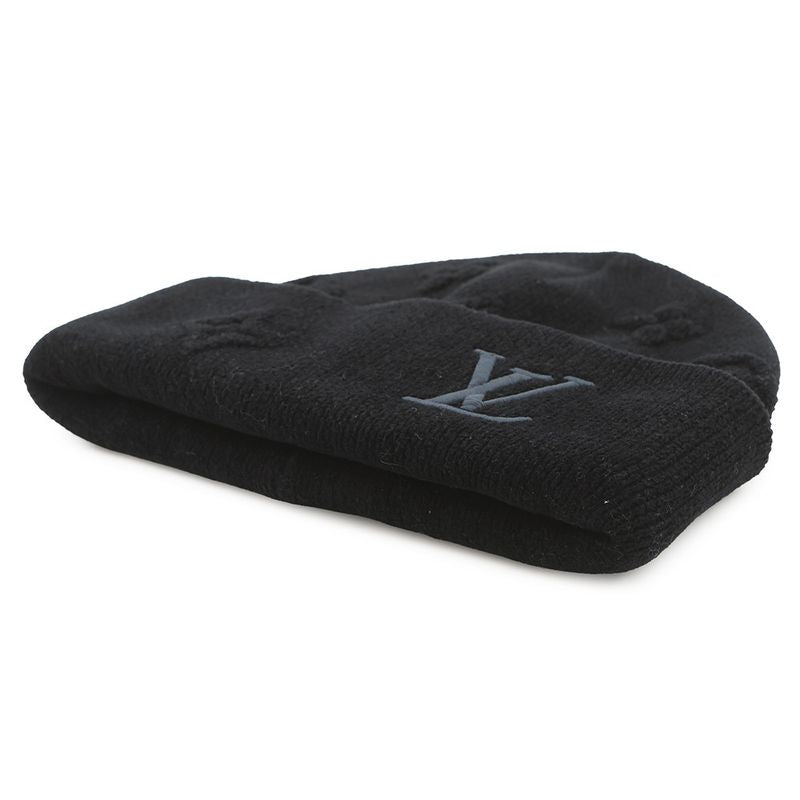 Louis Vuitton Knit Hat Beanie LV Crash Monogram Cotton Noir Black