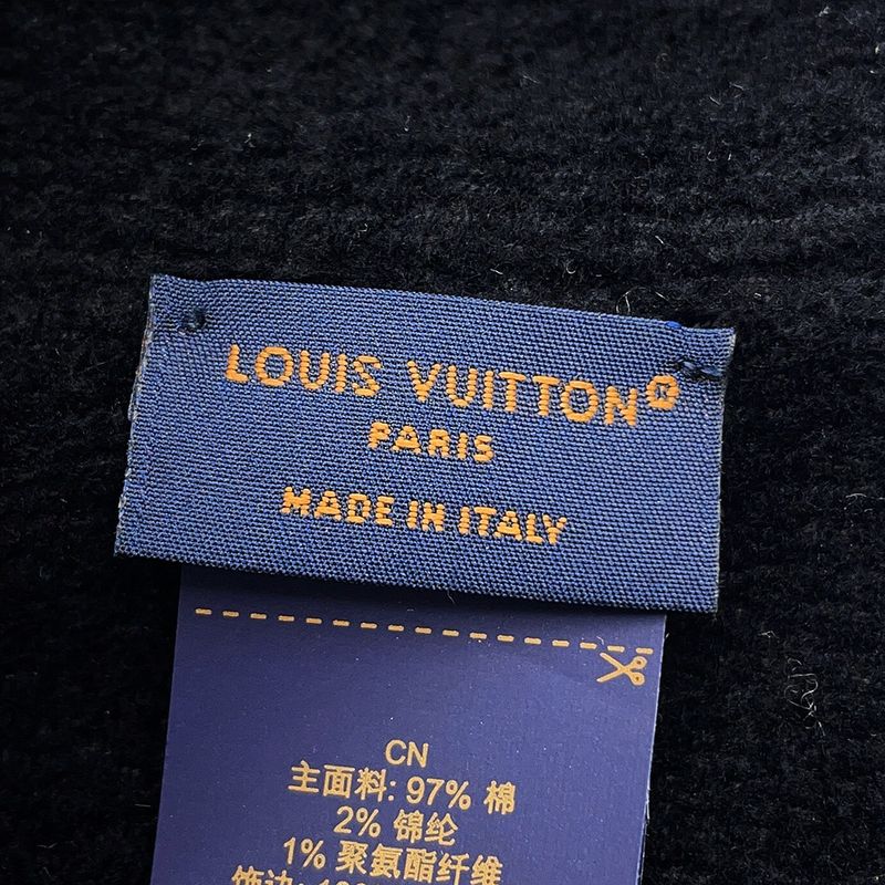 Louis Vuitton Knit Hat Beanie LV Crash Monogram Cotton Noir Black