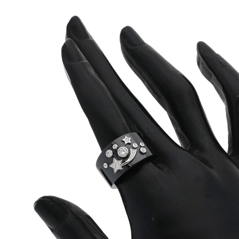 Chanel Cosmic de Comet Diamond Ceramic 52 Ring 18K White Gold