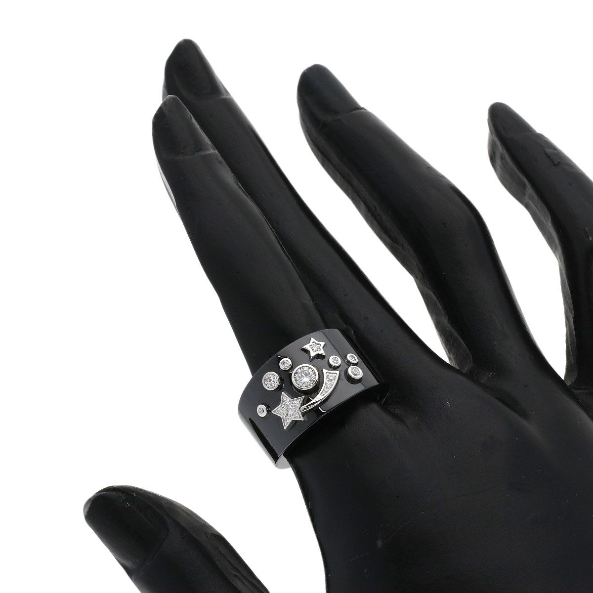 Chanel Cosmic de Comet Diamond Ceramic 52 Ring 18K White Gold