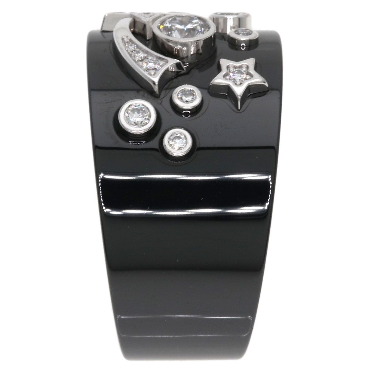 Chanel Cosmic de Comet Diamond Ceramic 52 Ring 18K White Gold