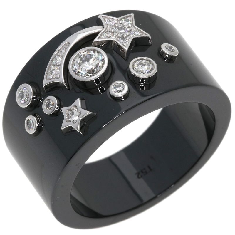 Chanel Cosmic de Comet Diamond Ceramic 52 Ring 18K White Gold