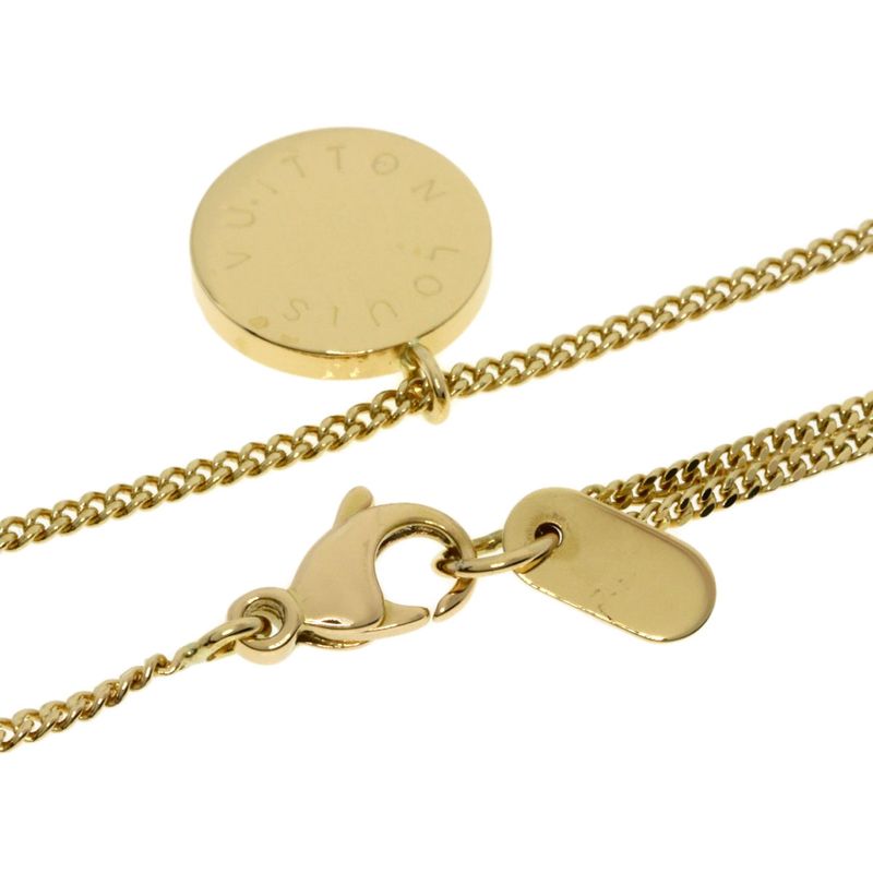 Louis Vuitton Logo Circle Plate Necklace 18K Yellow Gold