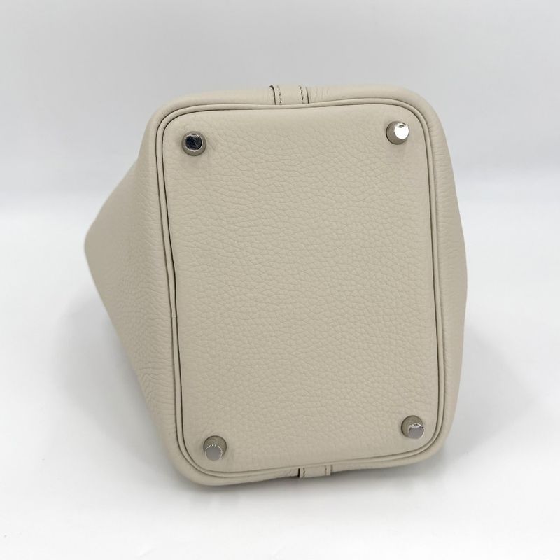 Hermes Handbag Picotin Lock PM Leather Ivory Silver