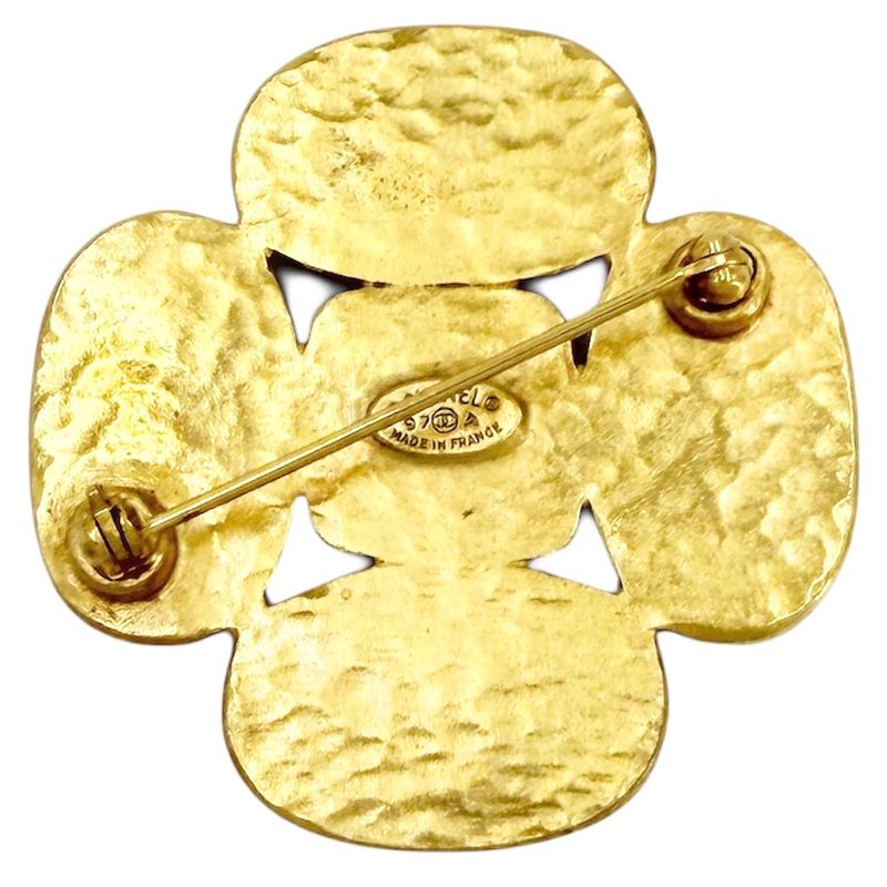Chanel Brooch CC Logo Vintage Gold Plated Silver