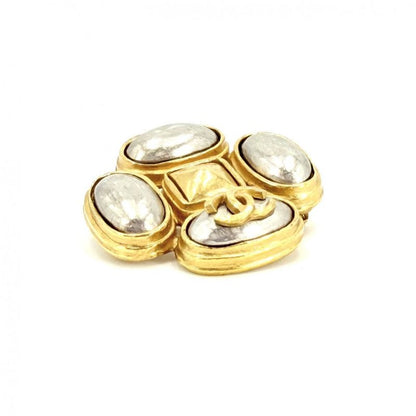 Chanel Brooch CC Logo Vintage Gold Plated Silver