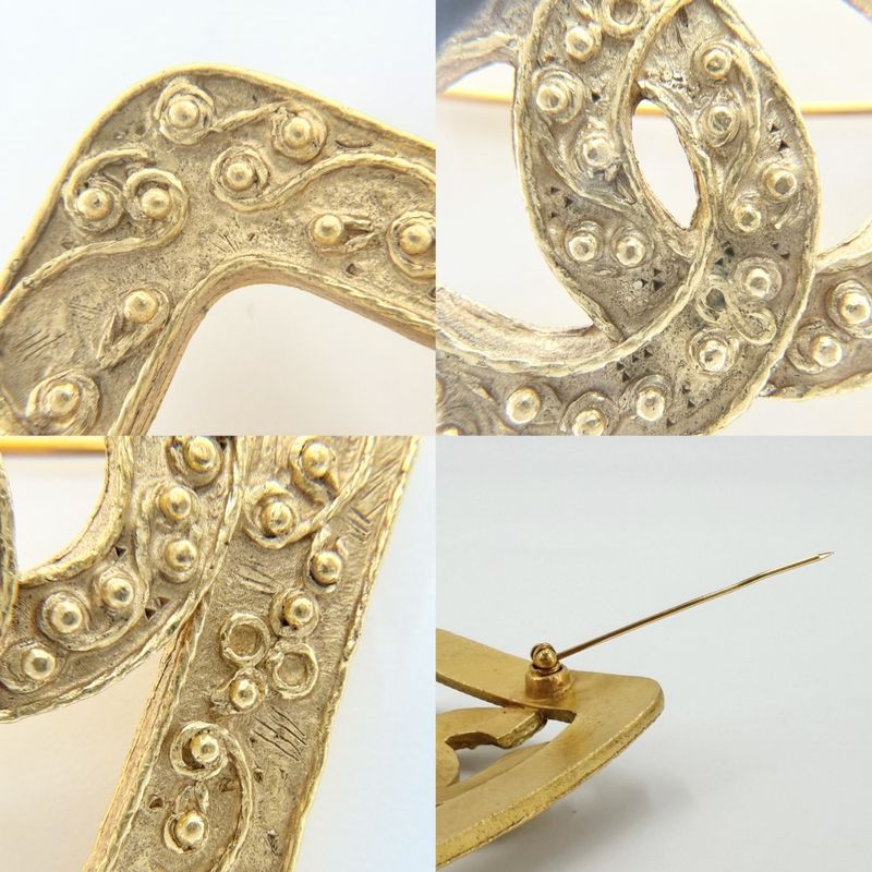 Chanel Brooch CC Logo Vintage Gold Plated