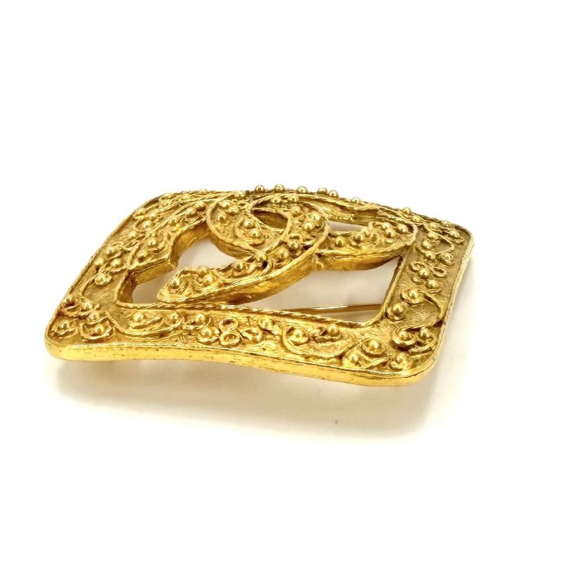 Chanel Brooch CC Logo Vintage Gold Plated