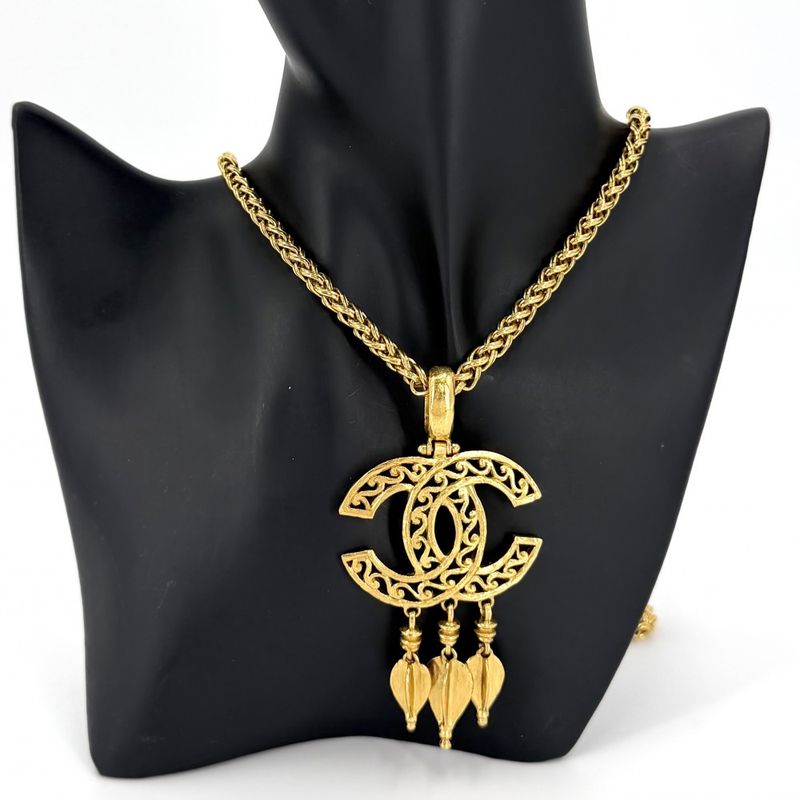 Chanel Necklace CC Logo Long Swing Vintage