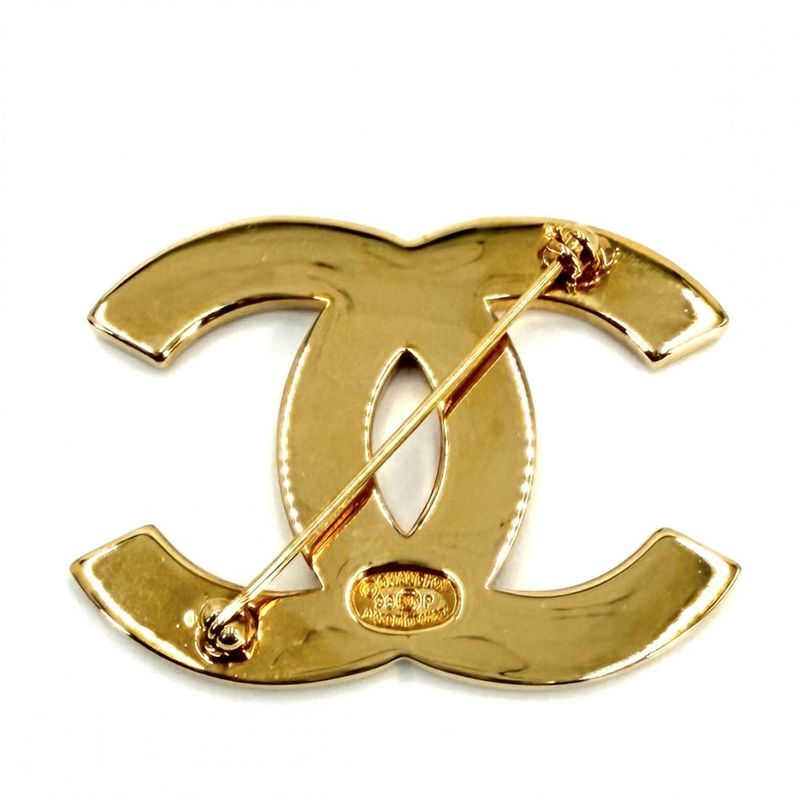 Chanel Brooch Logo CC Logo Vintage Gold Plated
