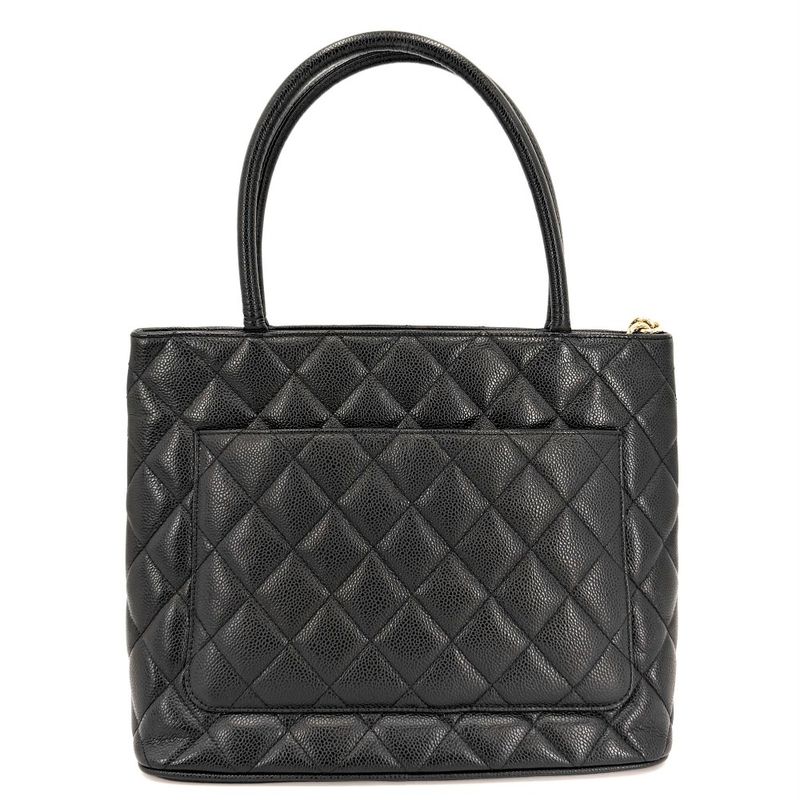 Chanel Handbag Quilted Medallion Tote Shoulder Caviar Leather