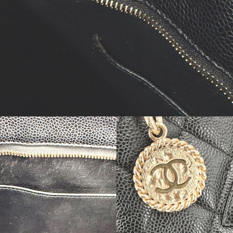 Chanel Handbag Quilted Medallion Tote Shoulder Caviar Leather