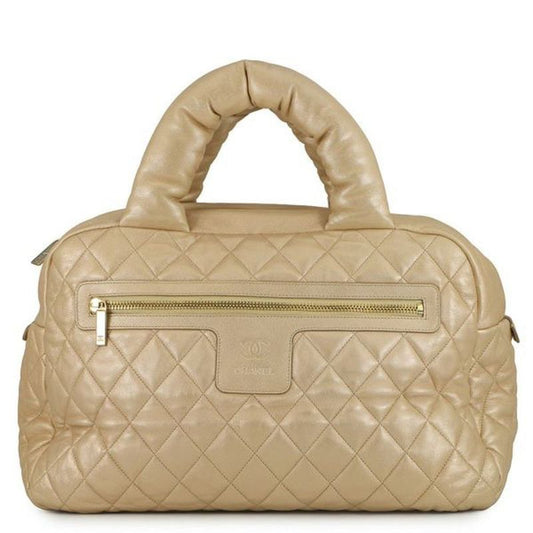 Chanel CC Logo Quilted CC Lambskin Mini Boston Bag