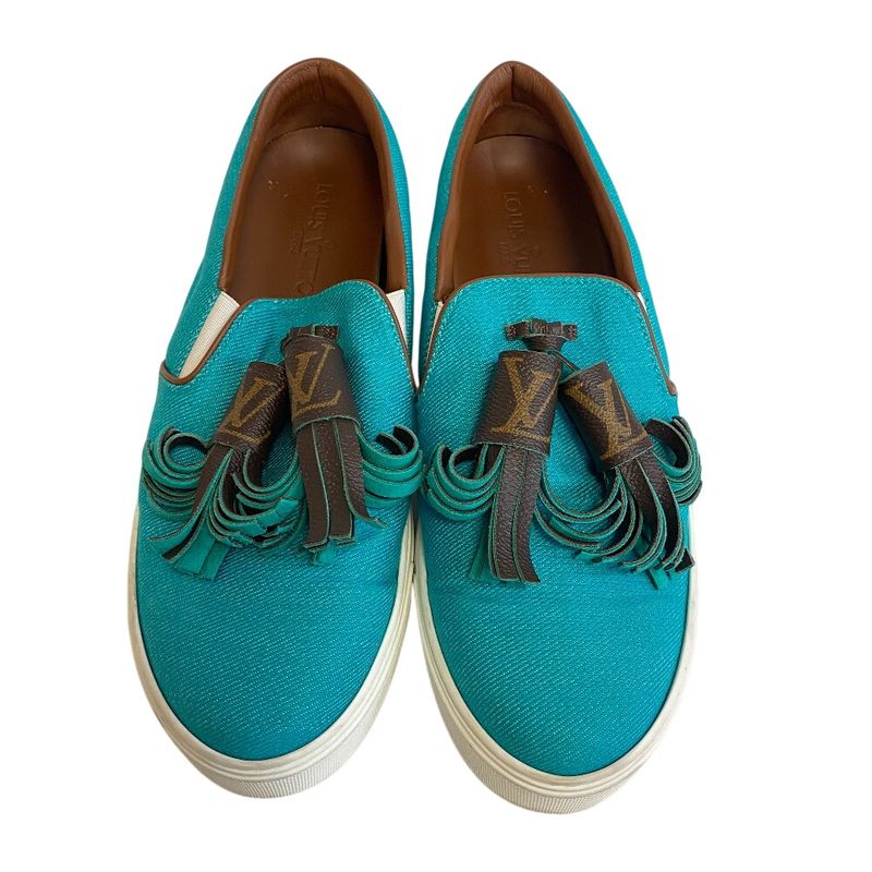 Louis Vuitton Tassel Sneakers Slip Ons Turquoise