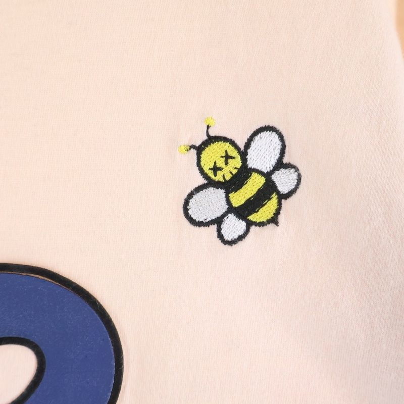 Dior Kaws Bee Logo Tee Kaws Bee Embroidery Short Sleeve T-Shirt Pink