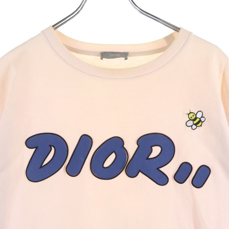 Dior Kaws Bee Logo Tee Kaws Bee Embroidery Short Sleeve T-Shirt Pink