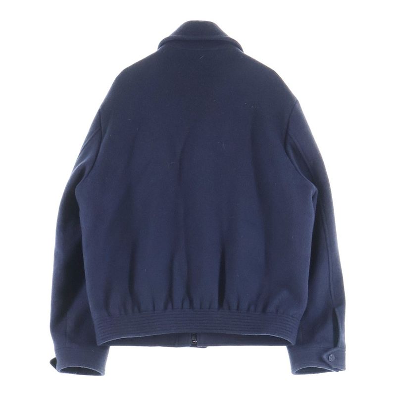 Louis Vuitton One Point Logo Plate Cashmere Wool Zip Up Coat Navy
