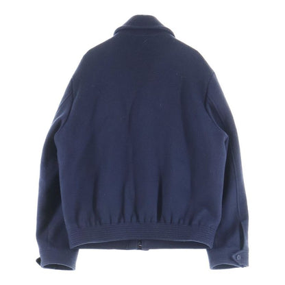 Louis Vuitton One Point Logo Plate Cashmere Wool Zip Up Coat Navy