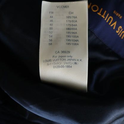 Louis Vuitton One Point Logo Plate Cashmere Wool Zip Up Coat Navy