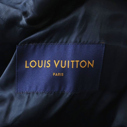Louis Vuitton One Point Logo Plate Cashmere Wool Zip Up Coat Navy