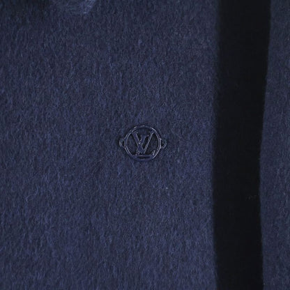 Louis Vuitton One Point Logo Plate Cashmere Wool Zip Up Coat Navy