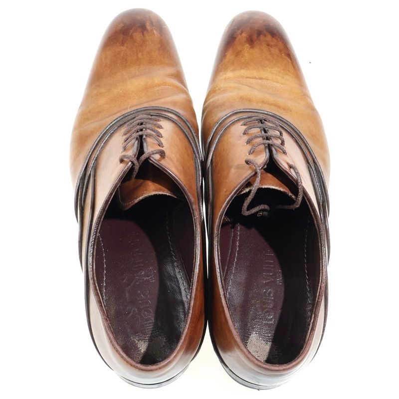Louis Vuitton Plain Toe Lace Up Leather Dress Business Shoes Brown