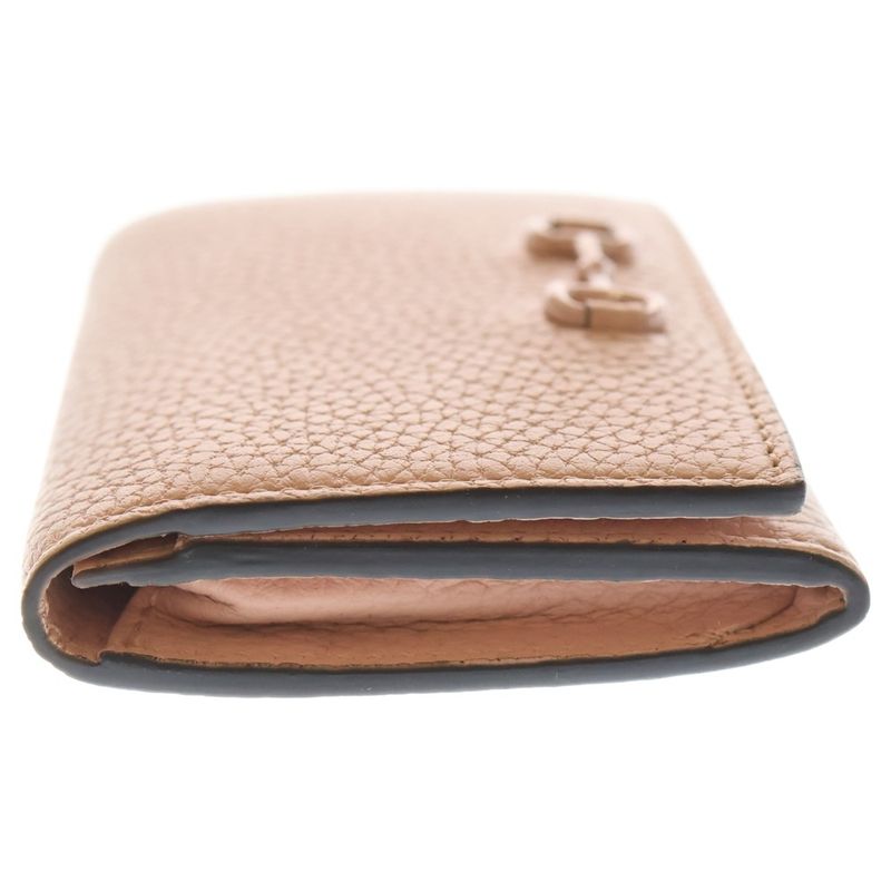 Gucci Horsebit Leather Compact Wallet Pink