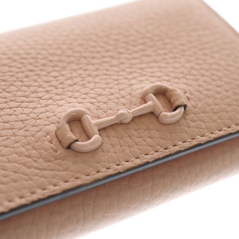 Gucci Horsebit Leather Compact Wallet Pink