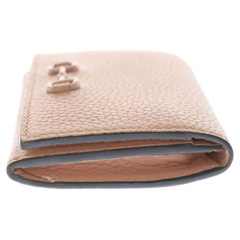 Gucci Horsebit Leather Compact Wallet Pink