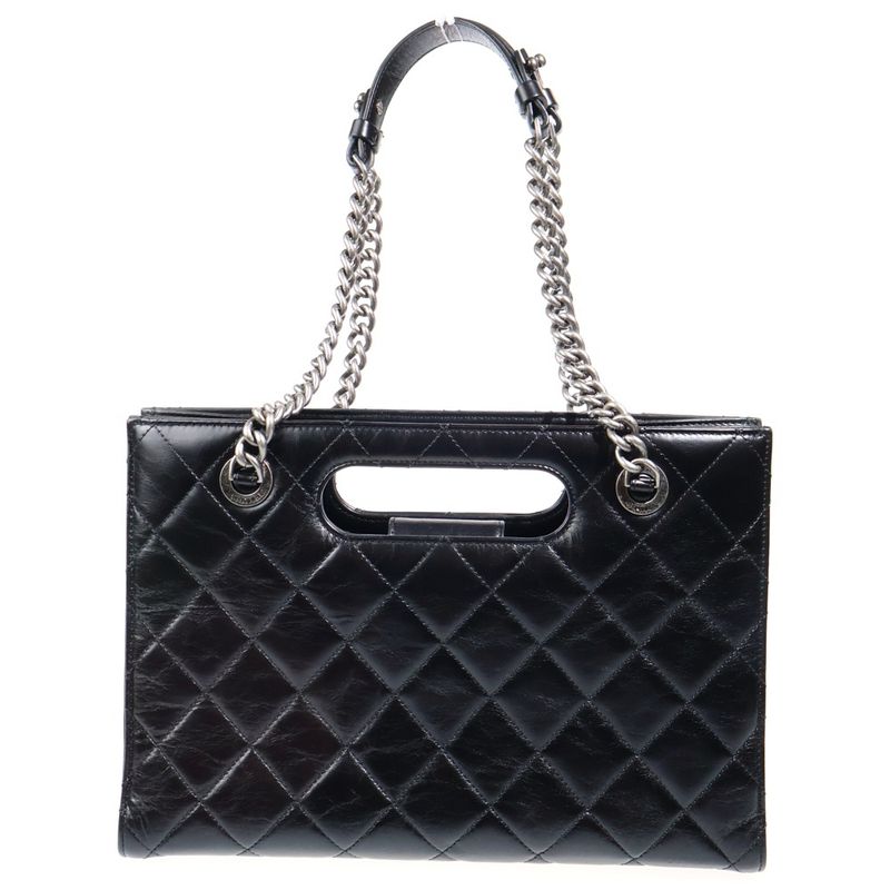 Chanel CC Logo Quilted Lambskin 2-Way Leather Handbag Chain