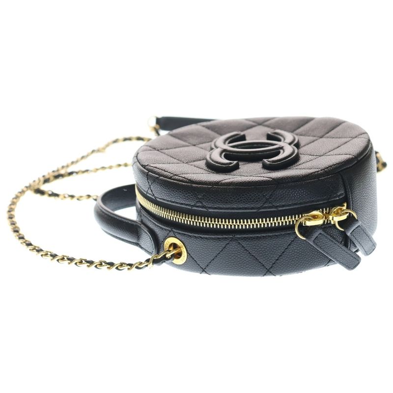 Chanel Small Vanity Case Chain Mini Shoulder Bag Black Caviar Leather