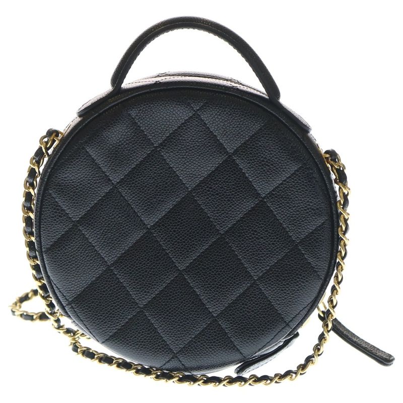 Chanel Small Vanity Case Chain Mini Shoulder Bag Black Caviar Leather
