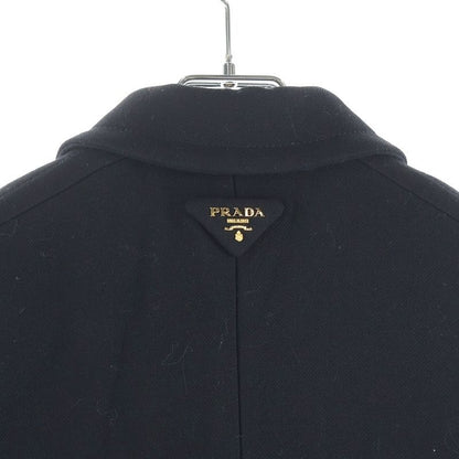 Prada Shoulder Ribbon Triangle Logo Double Breasted Wool Chester Star Coat