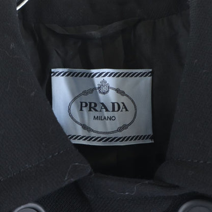 Prada Shoulder Ribbon Triangle Logo Double Breasted Wool Chester Star Coat