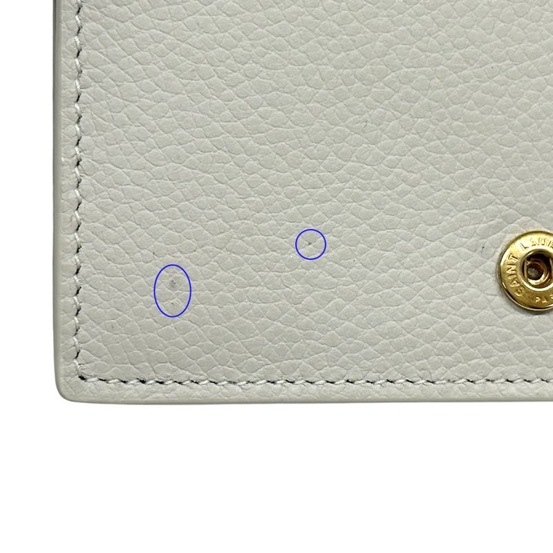 Saint Laurent Card Case Leather Ivory Elegant Adult Simple