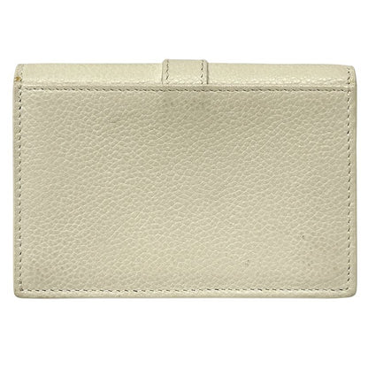 Saint Laurent Card Case Leather Ivory Elegant Adult Simple