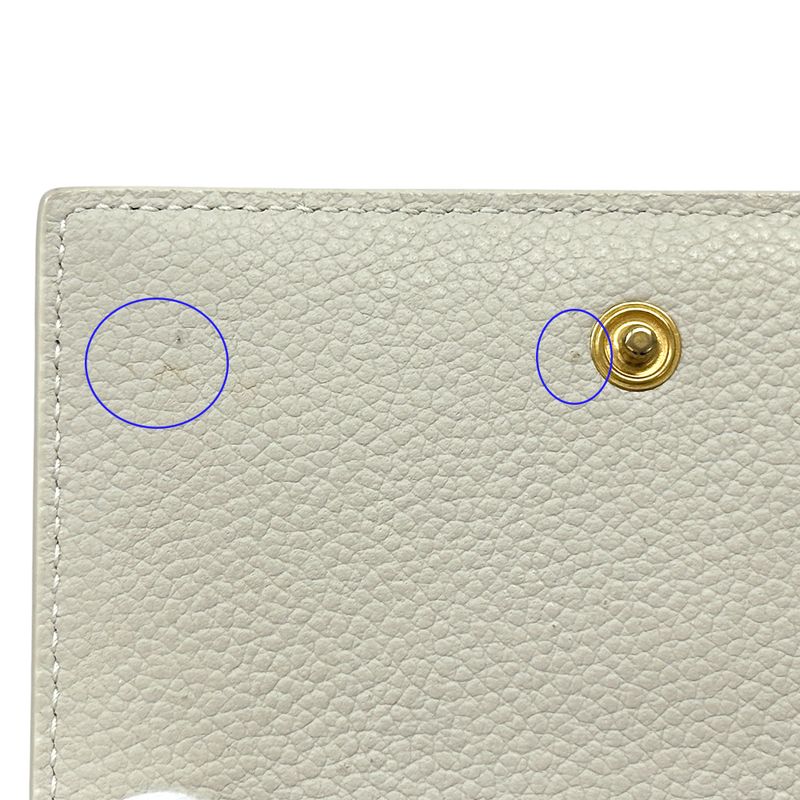 Saint Laurent Card Case Leather Ivory Elegant Adult Simple