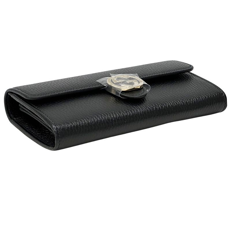 Gucci Wallet Interlocking Wallet Leather Black Simple