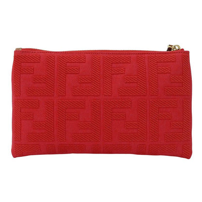 Fendi Pouch Clutch Zucca Canvas Jacquard Red Mini