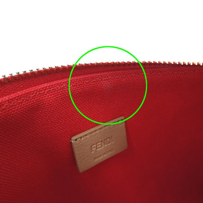 Fendi Pouch Clutch Zucca Canvas Jacquard Red Mini