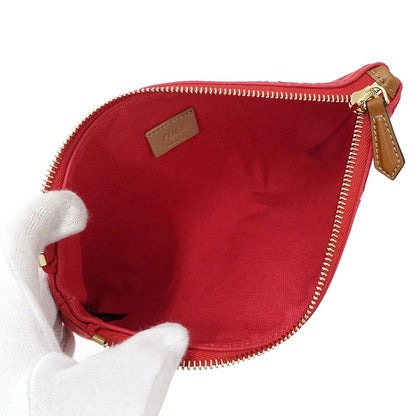 Fendi Pouch Clutch Zucca Canvas Jacquard Red Mini