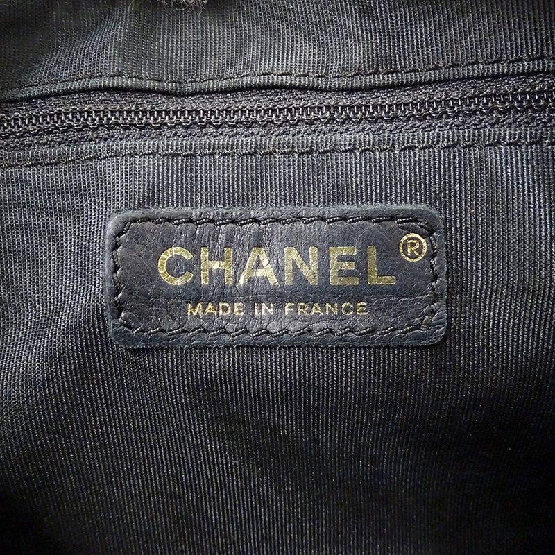 Chanel Quilted Shoulder Bag Caviar Leather Black Gold