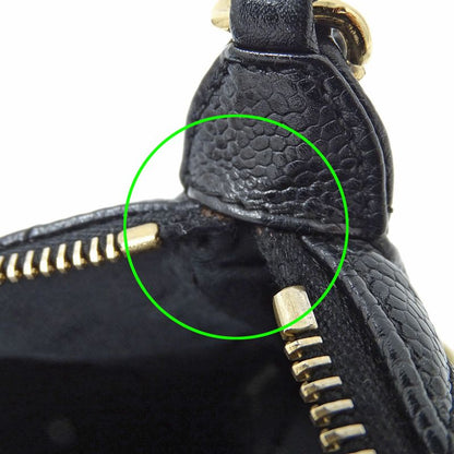 Chanel Quilted Shoulder Bag Caviar Leather Black Gold