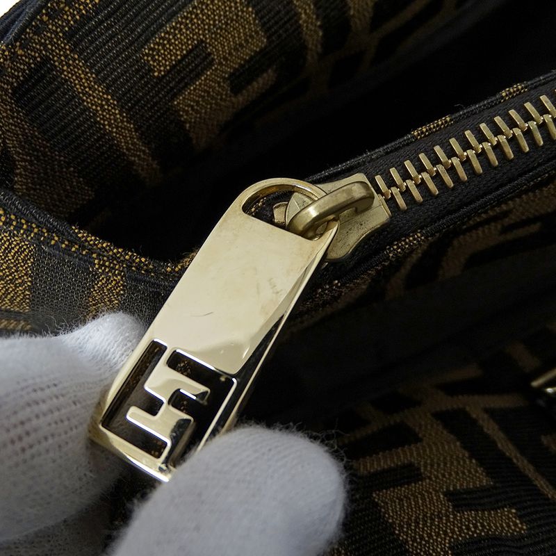 Fendi Bag Zucca Handbag Mia Chain Canvas Brown