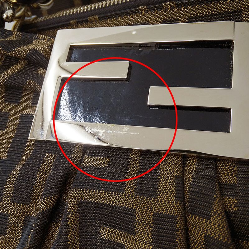 Fendi Bag Zucca Handbag Mia Chain Canvas Brown