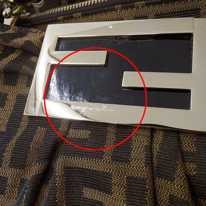 Fendi Bag Zucca Handbag Mia Chain Canvas Brown