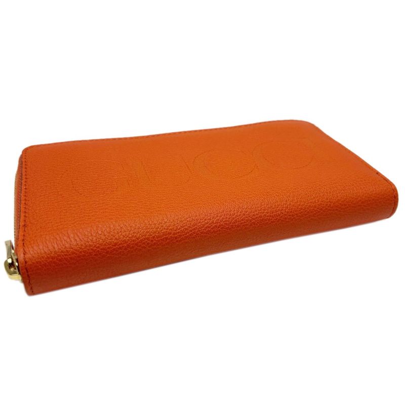 Gucci Wallet Zip Around Leather Logo Orange Gold